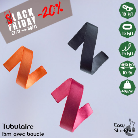 black friday tubulaire 15m easy slackline